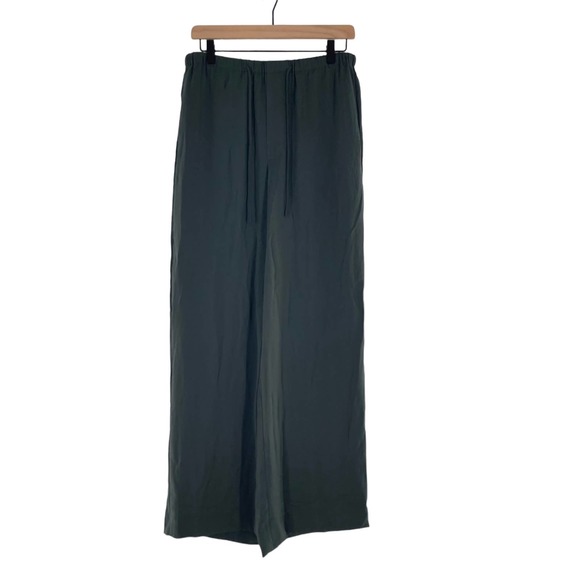 Vince. Drawstring Satin Lounge Pant in 029 MST Pockets Green